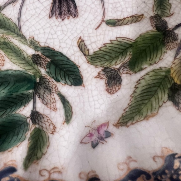 Vintage Phoenix Bird Fire Chinese Famille Plate Olive Branch Feng Shui - Picture 4 of 4